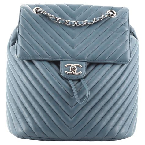 grey leather chanel chevron rucksack